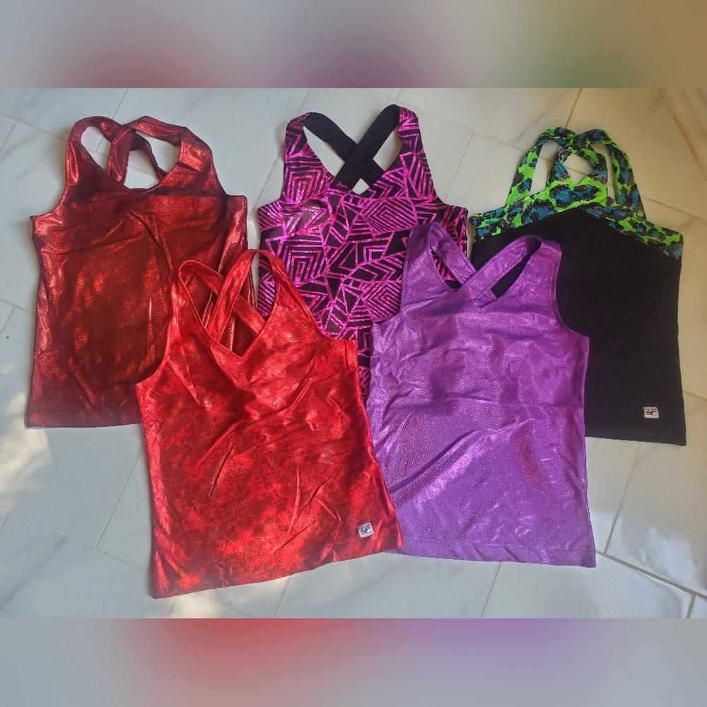Sparkle Stretch Criss Cross Halter Tank Tops Bundle Of 5 CC Dancewear